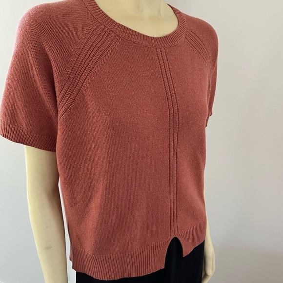 Peserico Tricot Women’s Short Sleeve Wool Silk Cashmere Sweater Blouse Top L - Picture 13 of 16